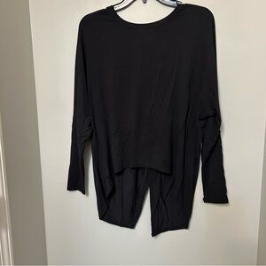 Matilda Jane Top Womens S Tunic Black Long Sleeve High Low Hem Knit Criss Cross